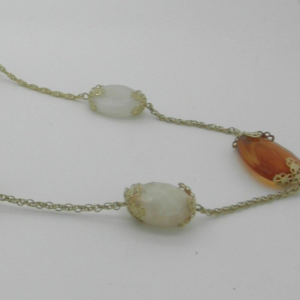 AVON Long Filigree Cap Beaded Necklace